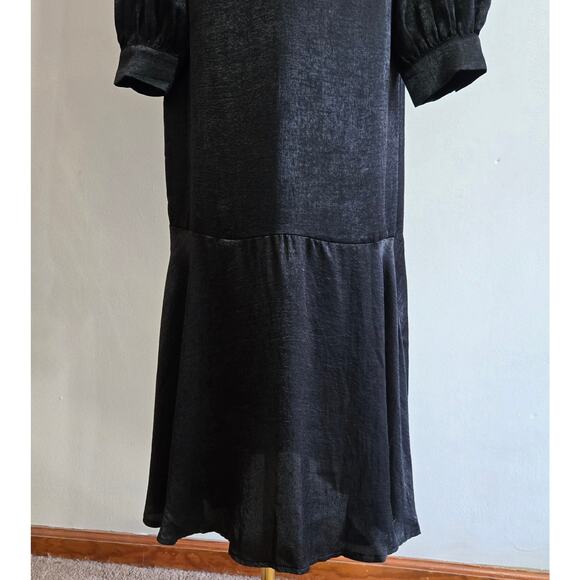 NWT Andrée by Unit Whimsigoth Vamp Witchy Black Satin Midi Long Sleeve Dress M - Picture 4 of 12